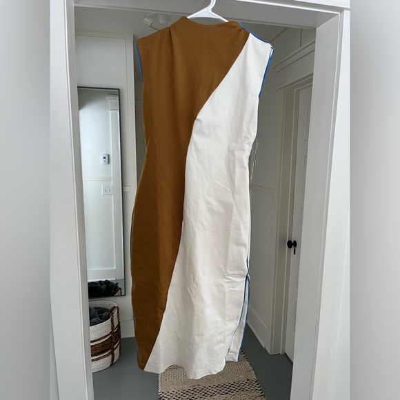 Anthropologie Maeve Midi Dress Muscle Ivory Colorblock Preppy Stretch Sz MP NWT - Picture 5 of 8